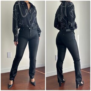 Gianfranco Ferre Pants Womens 28 Coated Wax Stretch Slim Vintage Jeans Nighclub